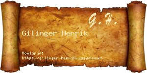 Gilinger Henrik névjegykártya